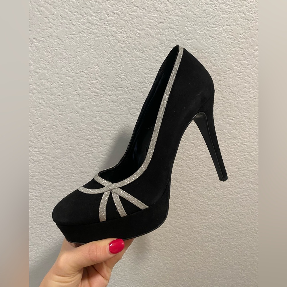 ‘Albano’ Italian Elegant Black and Silver Women's Heels IT40 NWB